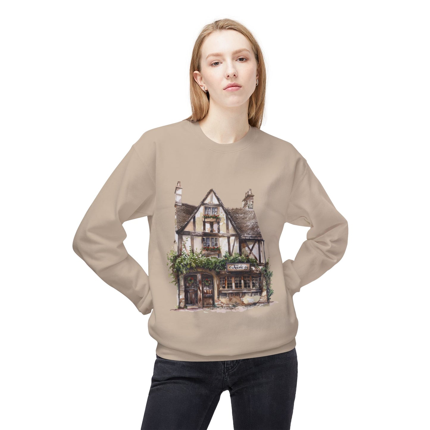 Unisex Midweight Softstyle Fleece Crewneck Sweatshirt - The Classic British Village House