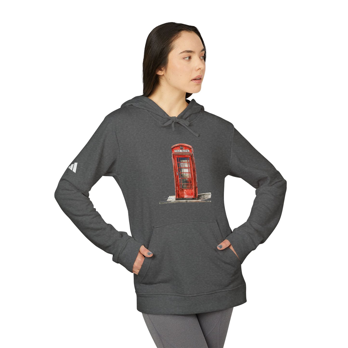 adidas Unisex Fleece Hoodie - Iconic British Public Telephone - Classic Red Phone Box Design