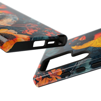 Colorful Bird Phone Case, Floral Phone Cover, Tough Phone Protector, Nature Lover Gift, Botanical Case, Unique Mobile Accessory