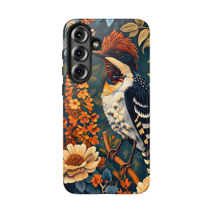 Tough Cases: Floral Bird Phone Case, Vintage Style Cover, Nature Lover Gift, Botanical Design, Spring Inspire Fashion