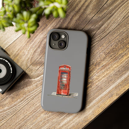 Red Phone Booth Phone Case, Vintage Style Case, Tough Cases for Gifts, Quirky Phone Accessories, Travel Lover's Gift