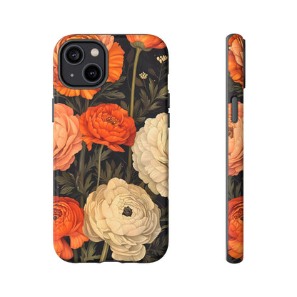 Floral Phone Case with Tough Protection, Blooming Ranunculus Design, Durable Cover, Gift for Flower Lovers, Eco-Friendly Phone Accessory