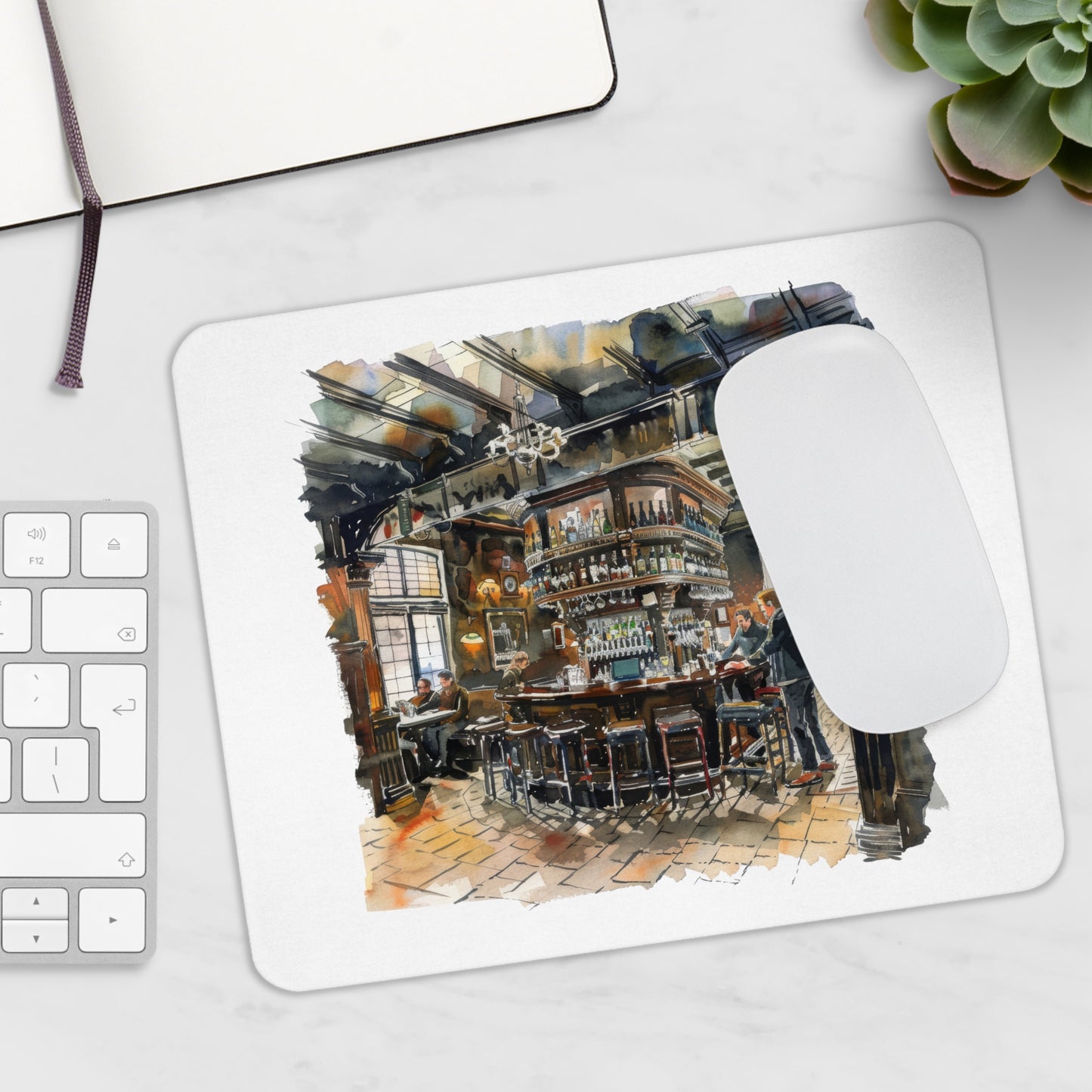 Elegant Vintage Bar Mouse Pad, Office Desk Accessory, Gift for Home, Gamers, Drink Lovers, Unique Mouse Mat