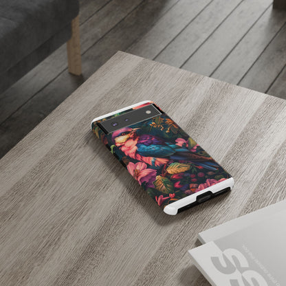 Tough Cases: Vibrant Tropical Bird Phone Case, Floral Smartphone Cover, Nature Lover Gift, Boho Phone Accessory, Cute Bird Case
