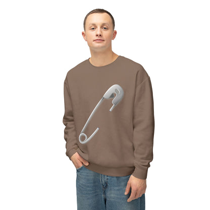 Unisex Lightweight Crewneck Sweatshirt - Minimalist Safety Pin Design