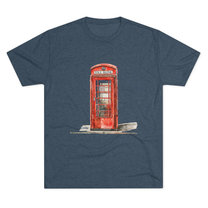 Iconic British Public Telephone - Classic Red Phone Box Unisex Tri-Blend Crew Tee