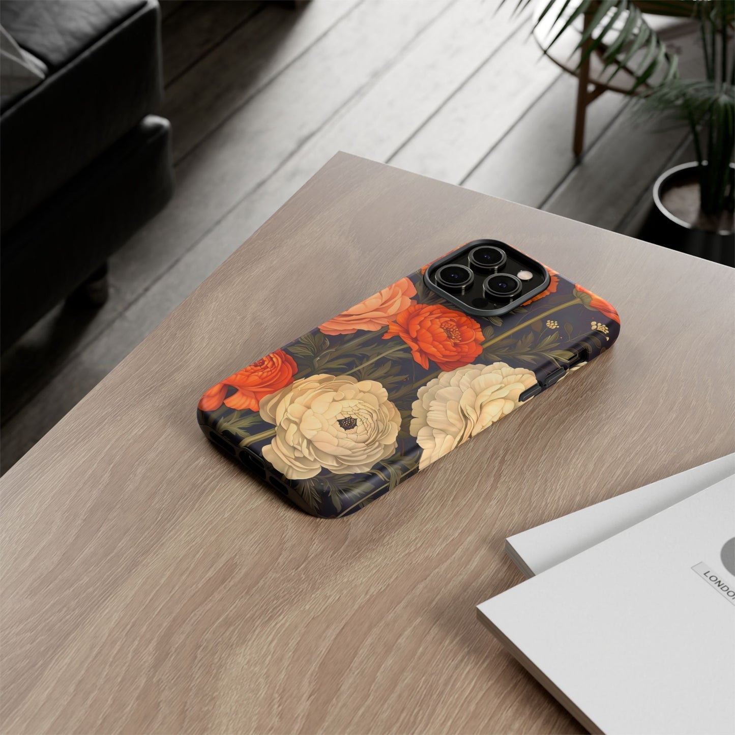 Floral Phone Case with Tough Protection, Blooming Ranunculus Design, Durable Cover, Gift for Flower Lovers, Eco-Friendly Phone Accessory