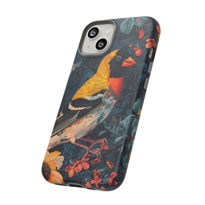 Colorful Bird Phone Case, Floral Phone Cover, Tough Phone Protector, Nature Lover Gift, Botanical Case, Unique Mobile Accessory