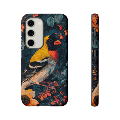 Colorful Bird Phone Case, Floral Phone Cover, Tough Phone Protector, Nature Lover Gift, Botanical Case, Unique Mobile Accessory