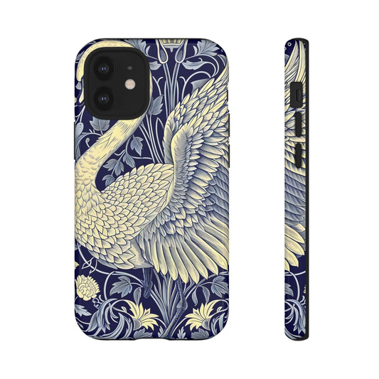 Elegant Swan Phone Case, Floral Design, Tough Cases for Gift, Stylish Protection, Unique Phone Accessory, Modern Floral Art