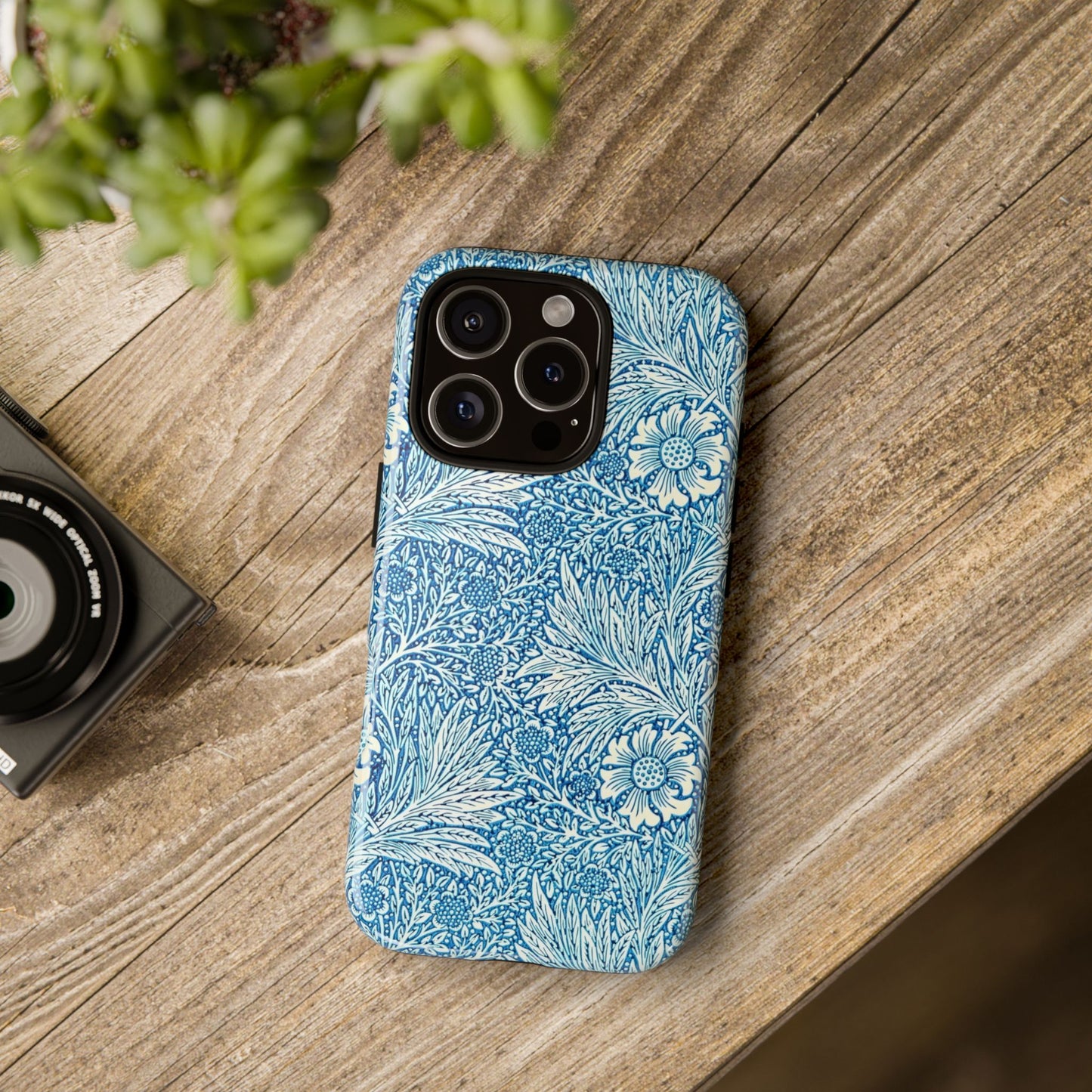 Stylish Phone Case, Tough Floral Phone Cover, Fashionable Tech Accessory, Gift for Her, Blue Flower Design