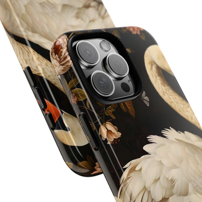 Elegant Swan Phone Case, Floral iPhone Cover, Tough Phone Case, Gift for Her, Nature Lover, Mother's Day, Birthday