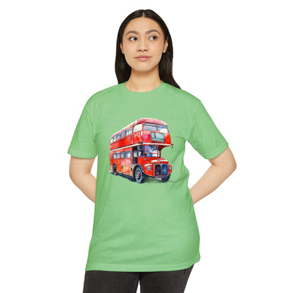 Unisex CVC Jersey T-shirt - Hop On, Hop Off - Exploring London by Bus
