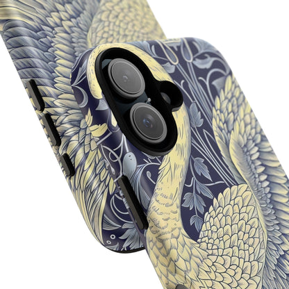 Elegant Swan Phone Case, Floral Design, Tough Cases for Gift, Stylish Protection, Unique Phone Accessory, Modern Floral Art