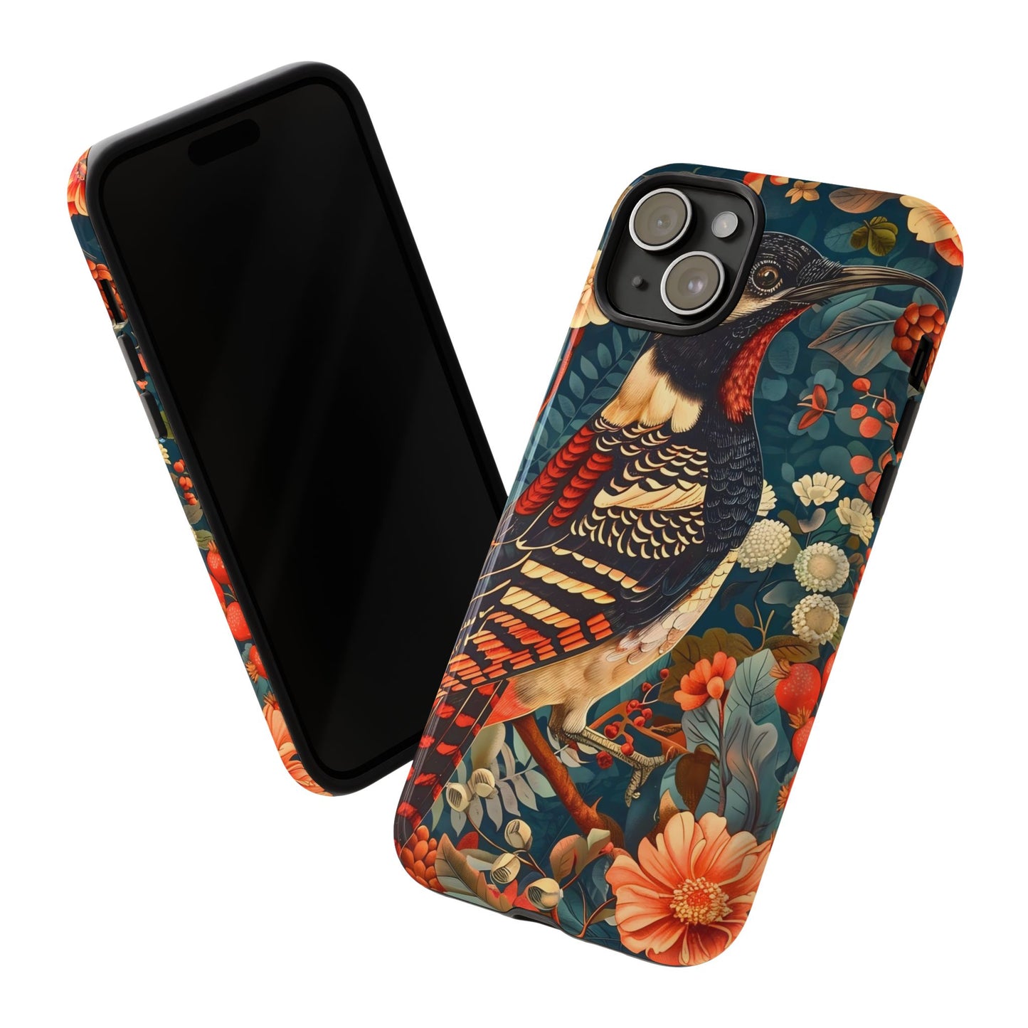 Nature-Inspired Phone Case with Floral Art, Tough Phone Cover, Protective Case, Gift for Nature Lovers, Unique Phone Accessory