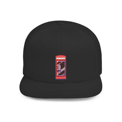 Red Telephone Booth Front View Flat Bill Snapback