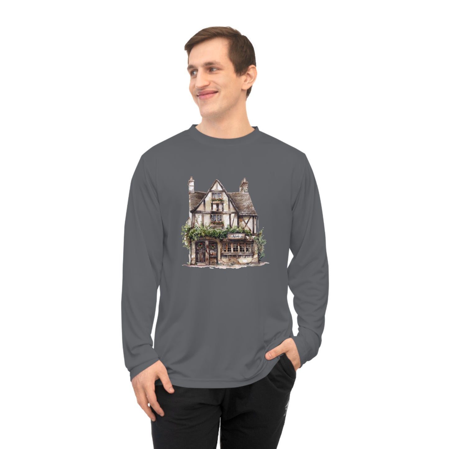 Unisex Performance Long Sleeve Shirt - Classic British Abode - Where Tradition Meets Comfort