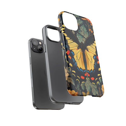 Butterfly Floral Phone Case, Art-inspire Tough Case, Gift for Nature Lovers, Butterfly Pattern Cover, Eco-Friendly Mobile Accessory