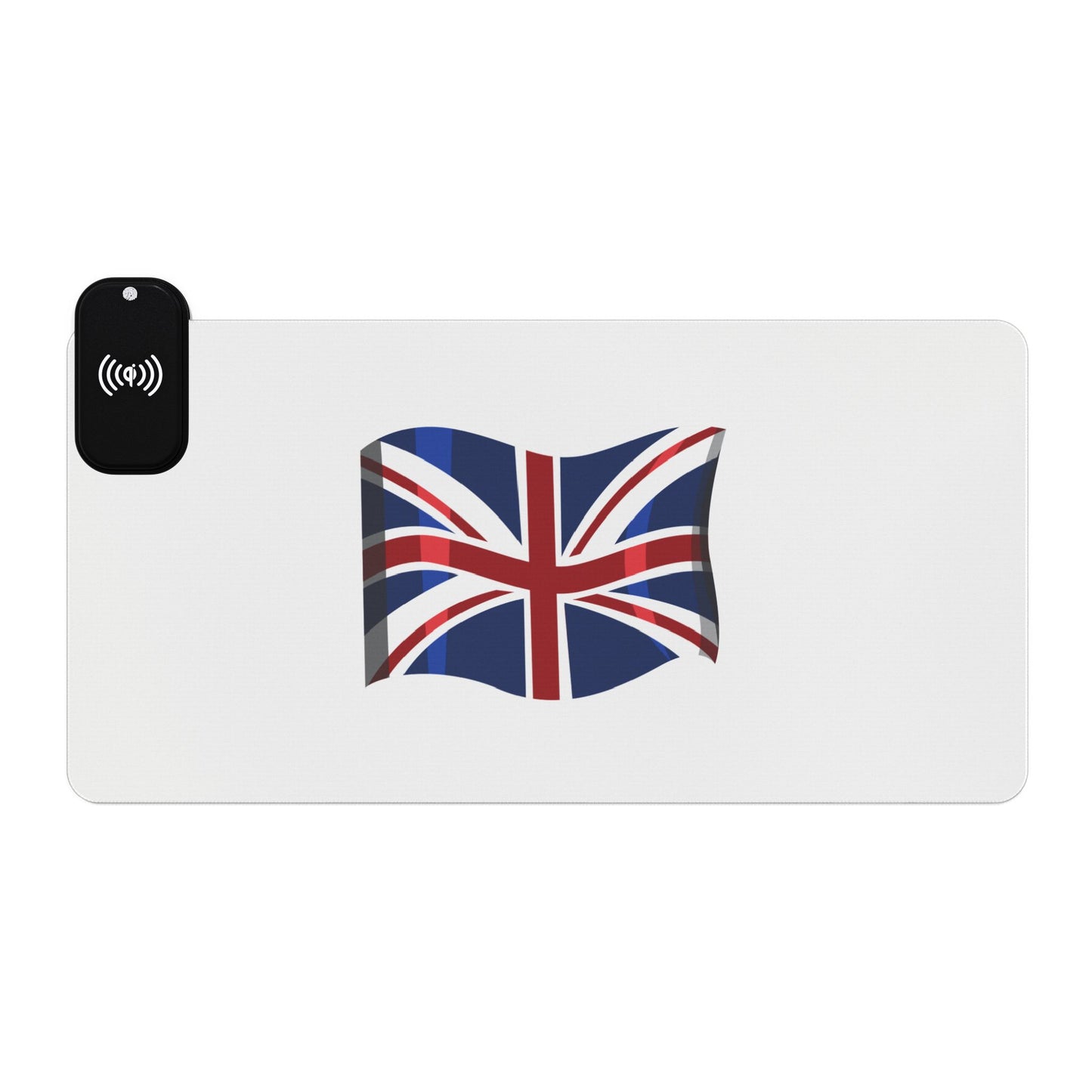 Waving Union Jack Flag - LED Gaming Mouse Pad with Wireless Charging - Energize Your Gaming Setup, Desk Decor, Office Accessory, Gift for Gamers, Gaming