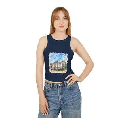 Women's Micro Rib Racer Tank Top - Street London Aesthetics - Urban Charm and Classic City Vibes
