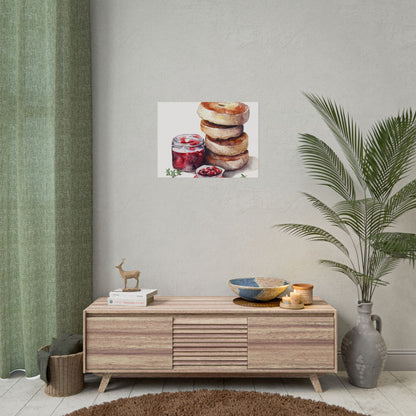 Breakfast Bagel Art Print, Foodie Decor, Kitchen Wall Art, Rolled Poster, Unique Food Gift, Home Cooking Decor
