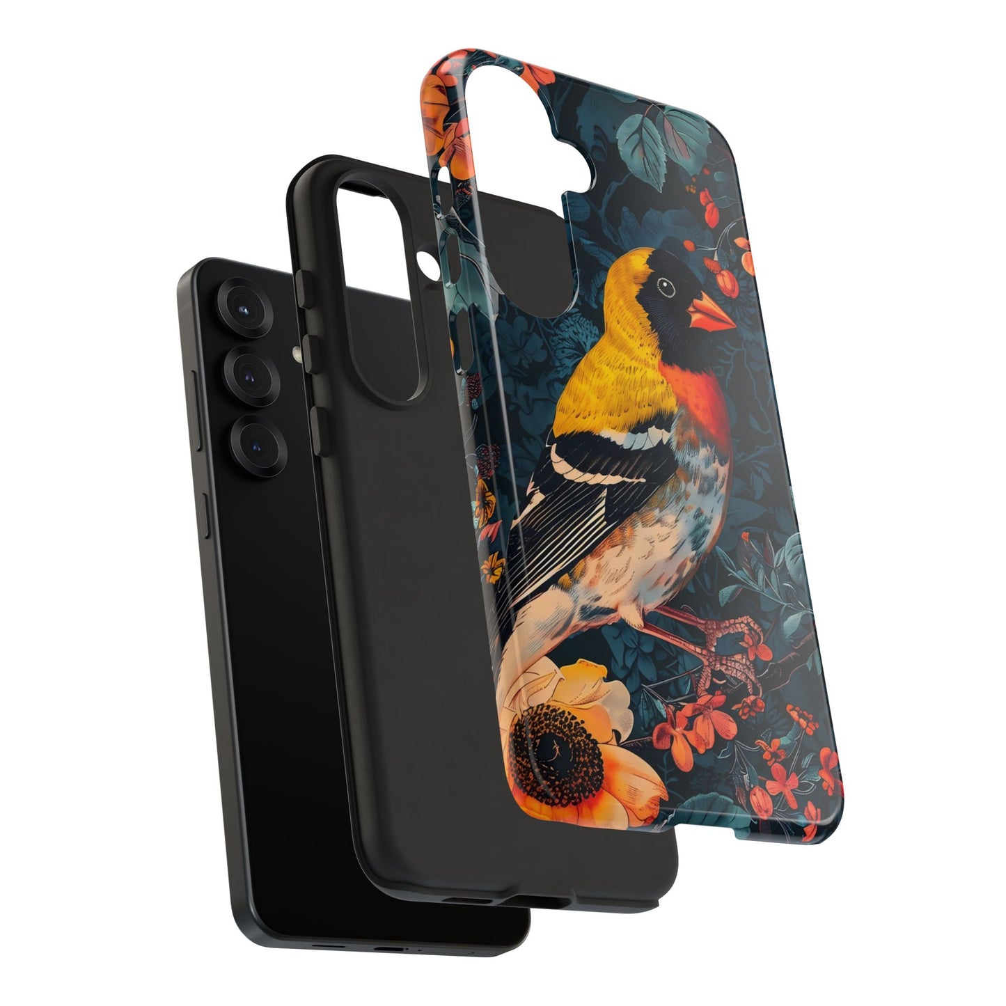 Colorful Bird Phone Case, Floral Phone Cover, Tough Phone Protector, Nature Lover Gift, Botanical Case, Unique Mobile Accessory