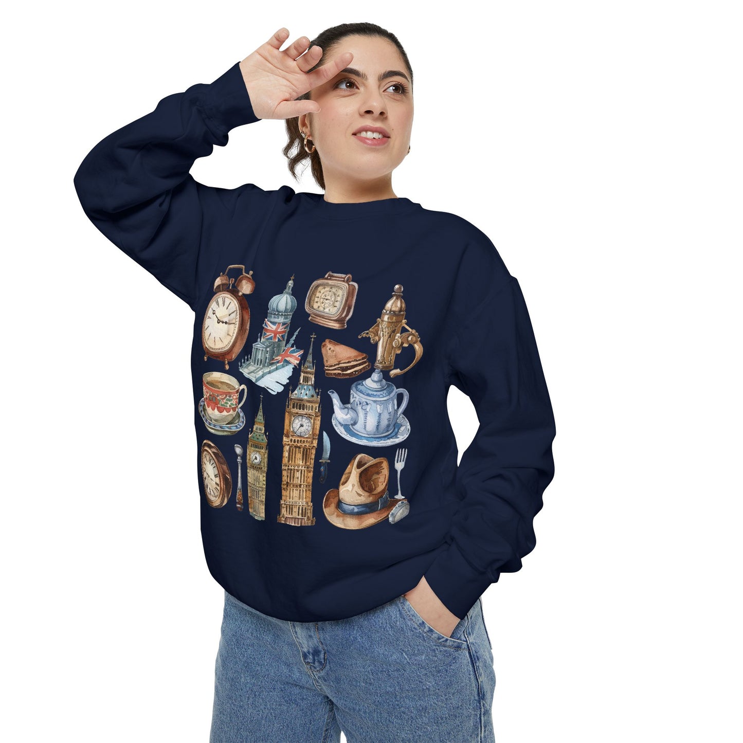 Unisex Garment-Dyed Sweatshirt - Classic England - A Collection of Iconic Imagery