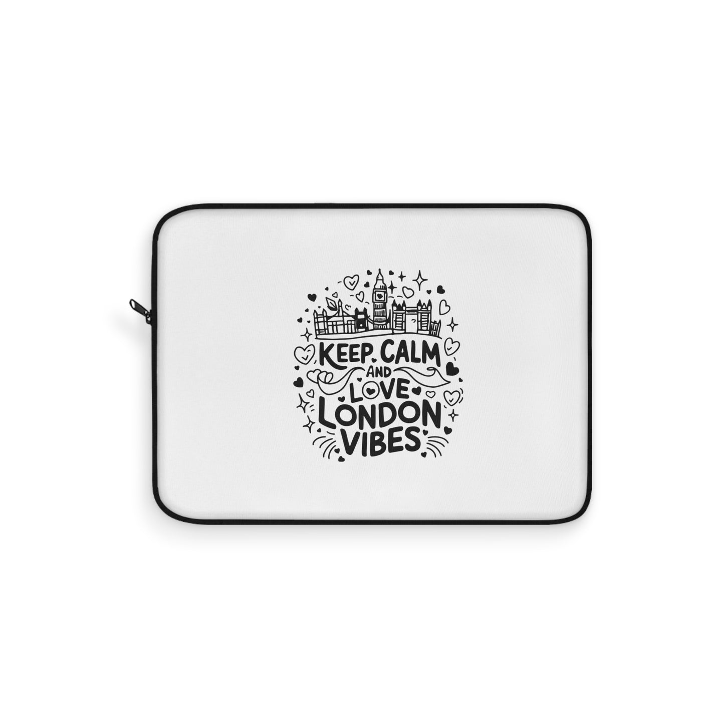 Stylish Laptop Sleeve - Keep Calm and Love London Vibes, Trendy Tech Case, Perfect Gift for Students, London Lovers, Travel Accessory