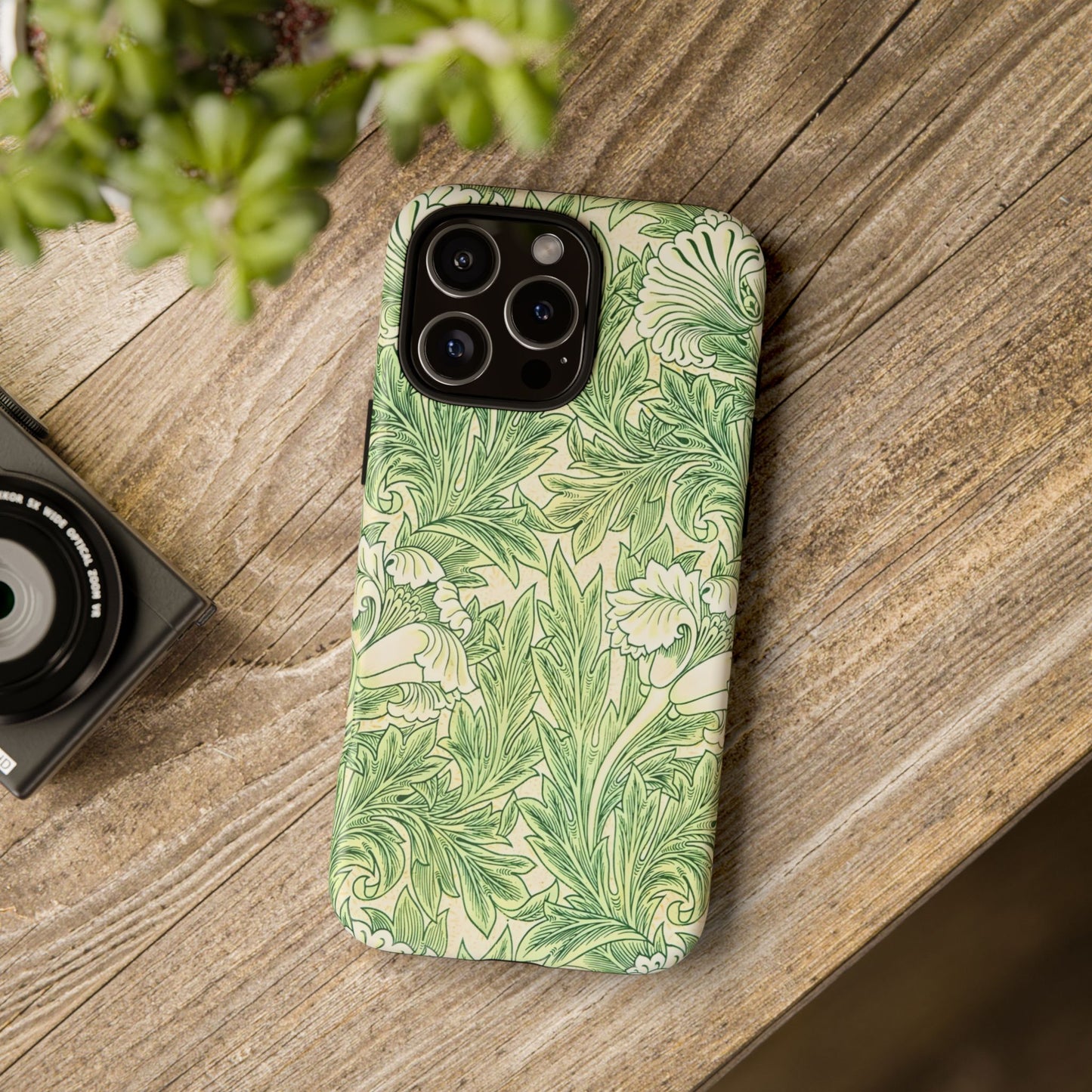 Green Floral Phone Case, Botanical iPhone Cover, Tough Phone Shell, Nature-inspired Gift, Eco-friendly Tech Accessory
