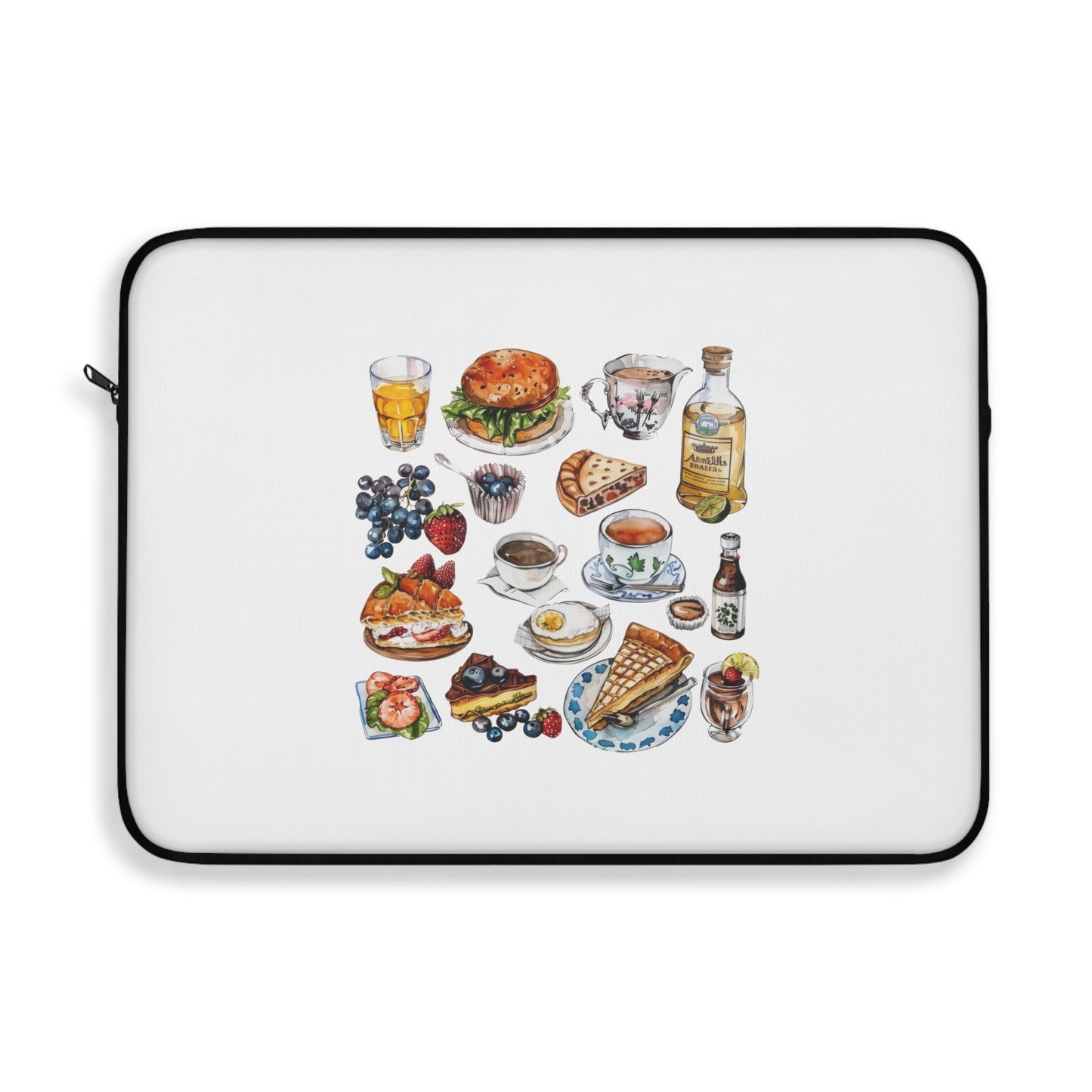 Foodie Laptop Sleeve, Cute Food Pattern Sleeve, Gift for Chefs, Food Lovers, Stylish Tech Accessory, Kitchen Decor