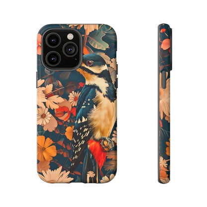 Artistic Bird Phone Case, Unique Tough Cases for Nature Lovers, Floral Design, Cute Gift, Customized Phone Accessories