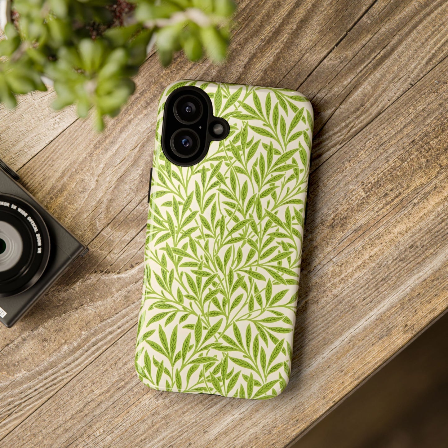 Green Leaf iPhone Case, Tough Cases, Botanical Phone Protection, Eco-Friendly Cover, Nature Lover Gift, Trendy Cell Phone Accessory