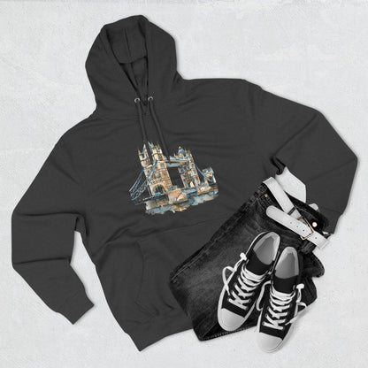 Three-Panel Fleece Hoodie - London Bridge - Iconic Landmark and Historical Beauty