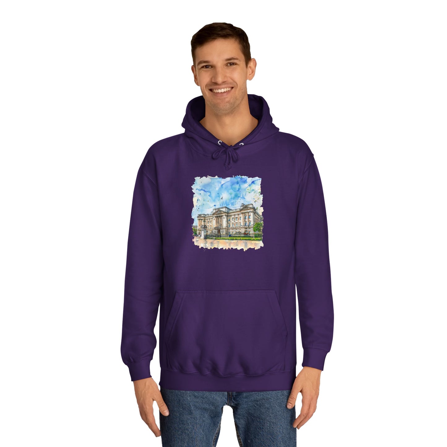 Unisex College Hoodie - Picturesque England's Charm and Beauty