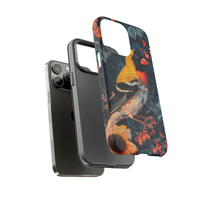 Colorful Bird Phone Case, Floral Phone Cover, Tough Phone Protector, Nature Lover Gift, Botanical Case, Unique Mobile Accessory