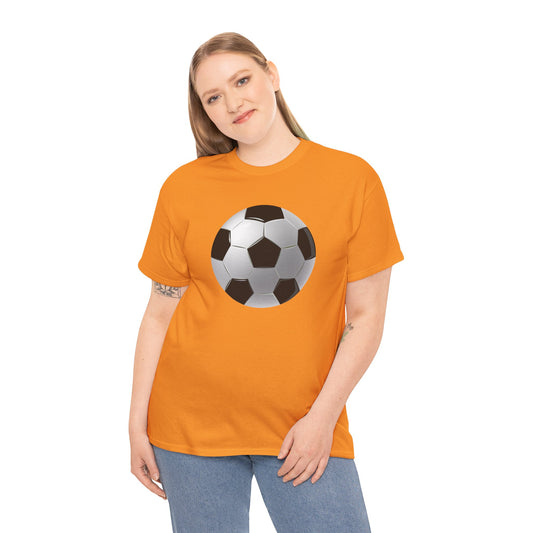 Unisex Heavy Cotton Tee - Dynamic Football Design - Sports Passion and Energy