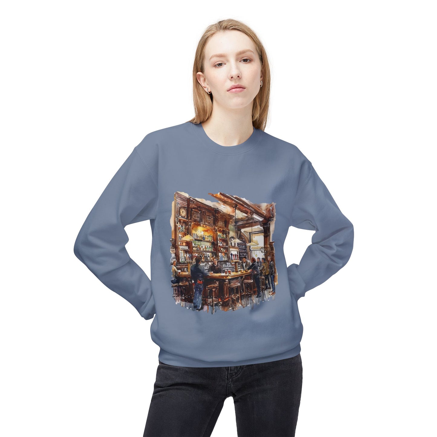 Unisex Midweight Softstyle Fleece Crewneck Sweatshirt - The Cozy British Pub Vibe