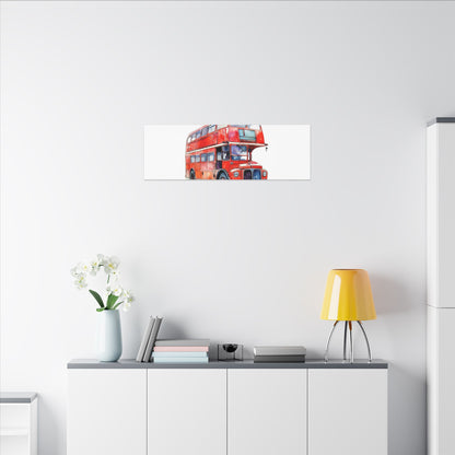 London Red Double-Decker Bus Art Canvas Print, Wall Decor for Travel Lovers, Home Office Gift, Unique Artwork for All Occasions
