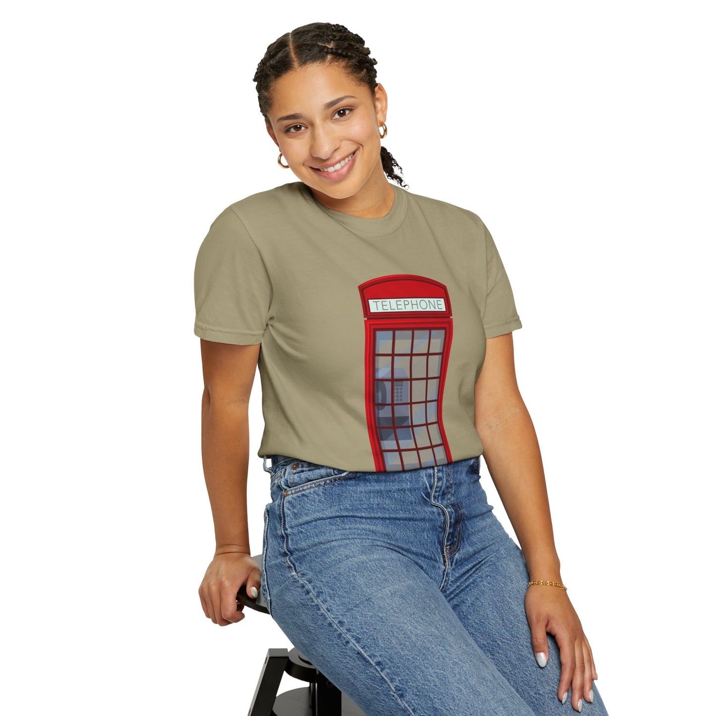 Unisex Garment-Dyed T-shirt - Iconic British Public Telephone