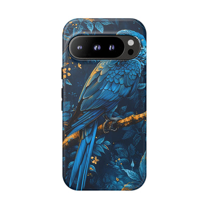 Tough Cases - Vibrant Blue Parrot Phone Case, Tropical Bird Phone Cover, Nature Lover Gift, Eco-Friendly Accessories, Unique Wildlife Decor