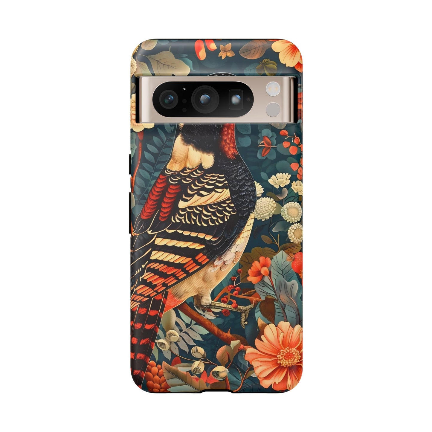 Nature-Inspired Phone Case with Floral Art, Tough Phone Cover, Protective Case, Gift for Nature Lovers, Unique Phone Accessory