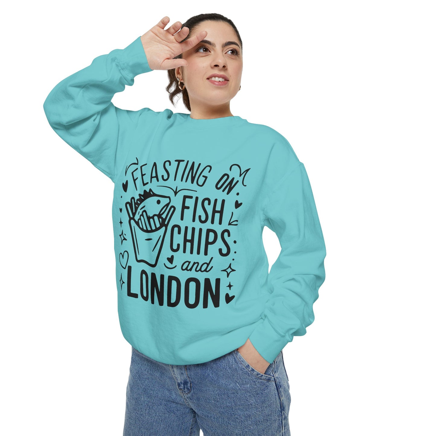 Unisex Garment-Dyed Sweatshirt - Fish Chips and London