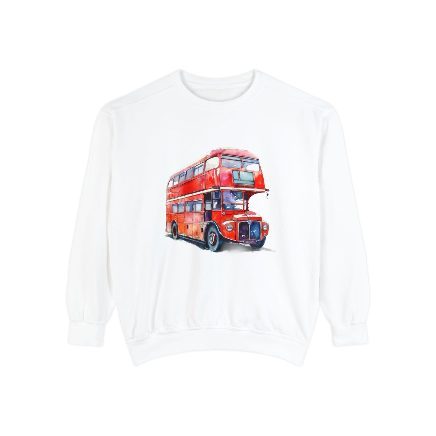 Unisex Garment-Dyed Sweatshirt Relaxed - London Transport Red Double-Decker Bus