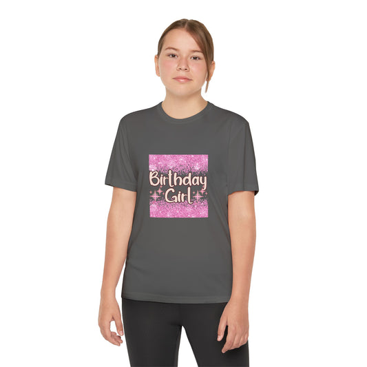 Youth Birthday Girl Tee – Sparkly Celebration T-Shirt for Parties & Gifts