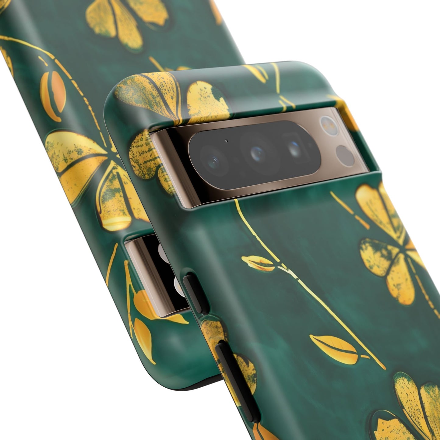 Floral Phone Case with Gold Accents, Tough Phone Cover, Stylish Phone Protector, Unique Gift for Her, Nature Lover Accessory