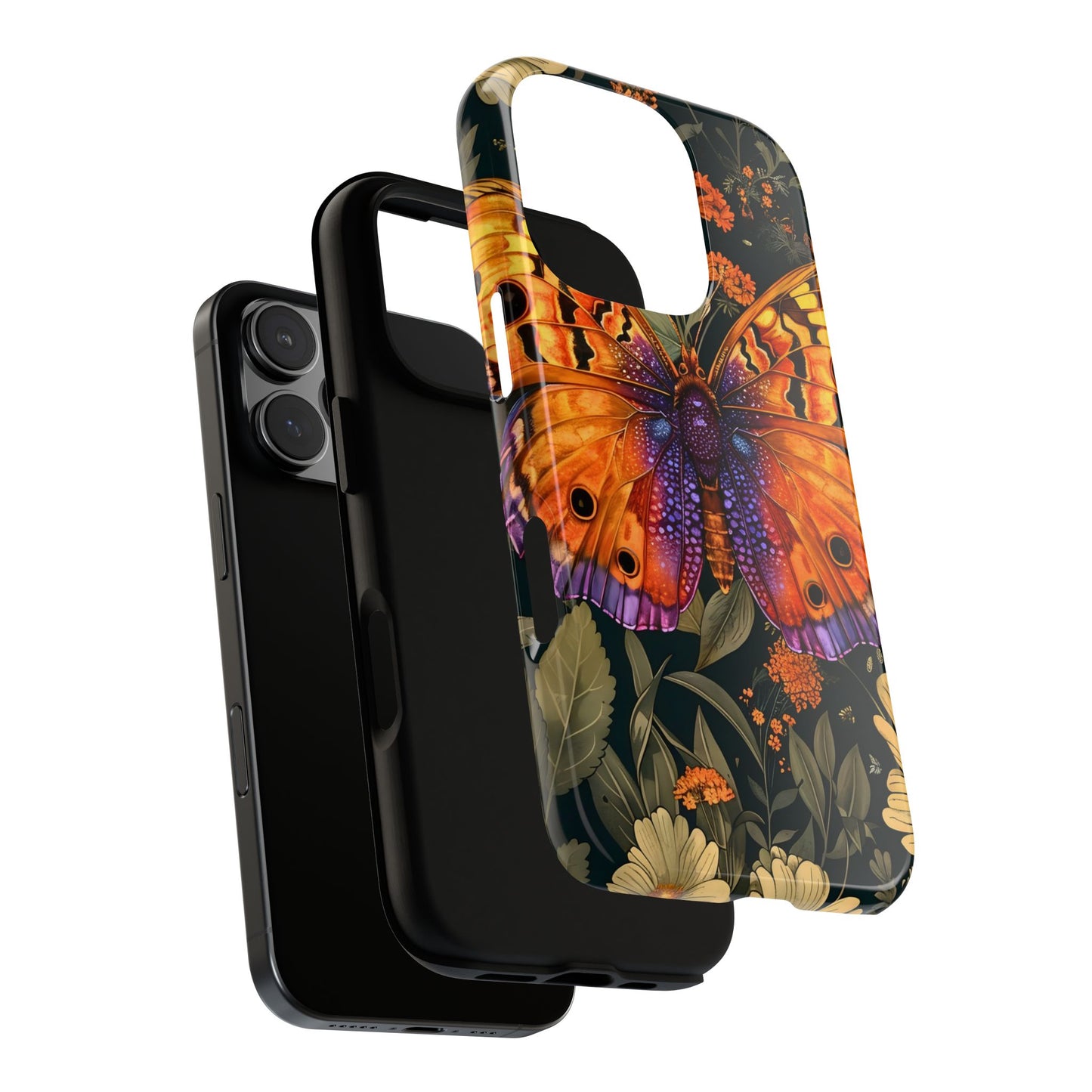 Butterfly Phone Case, Tough Cases for Nature Lovers, Vibrant Floral Design, Gift for Her, Cute Phone Accessories, Butterfly Artwork