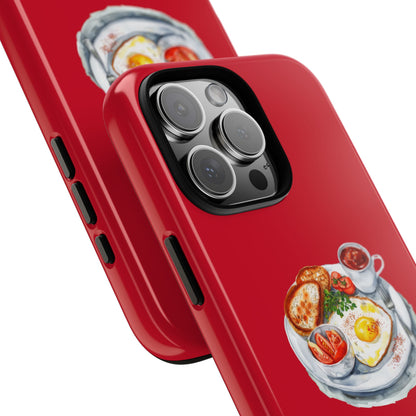 Breakfast-Inspired Phone Case, Tough Phone Covers, Foodie Gifts, Unique Accessories, Cute Kitchen Decor, Red Phone Case