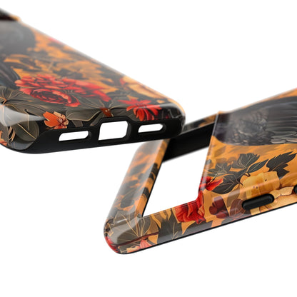 Raven Floral Phone Case - Tough Cases, Blackbird Decor, Gift for Nature Lovers, Bird Themed Accessories, Unique Phone Cover