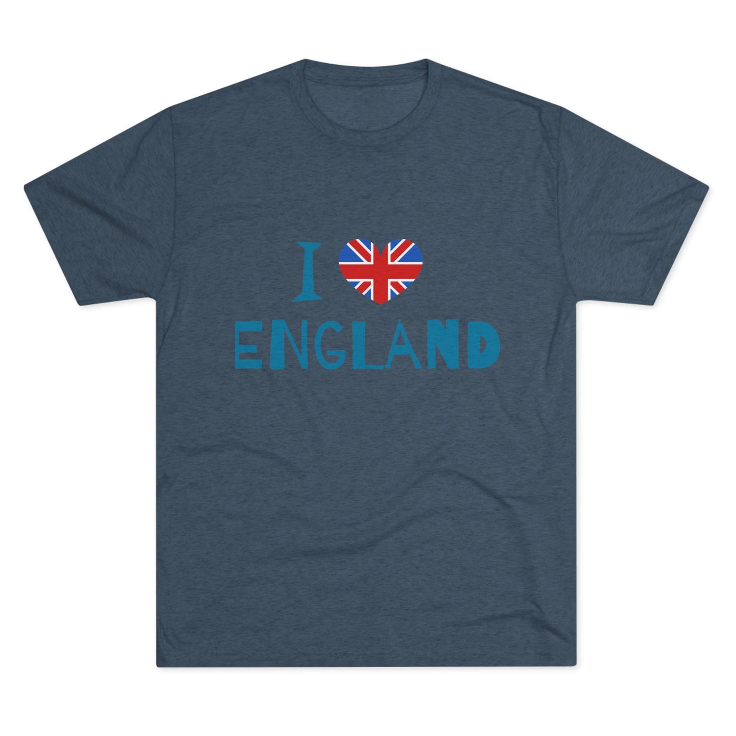 I Love England - Union Jack Heart Trendy Unisex Tri-Blend Crew Tee