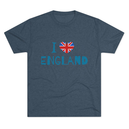 I Love England - Union Jack Heart Trendy Unisex Tri-Blend Crew Tee